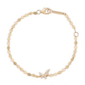 Lana Girl 14K Yellow Gold & Diamond Tiny Butterfly Bracelet